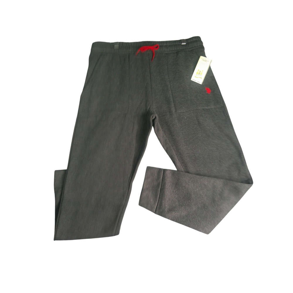 US Polo Assn Men's Joggers Gray Moisture Wicking Sweatpants Red Logo Large NWT
